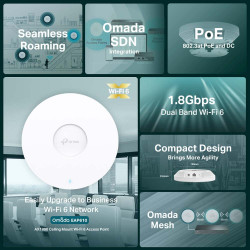 TP-LINK EAP610 AX1800 Dual Band Ceiling Mount Wi-Fi 6 Access Point