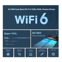 TP-LINK ARCHER VX1800V AX1800 Dual-Band Wi-Fi 6 VDSL2/ADSL Modem Router