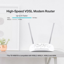 TP-LINK TD-W9970 300Mbps VDSL2/ADSL2+ Modem Router with 4 Ports and Dual WAN