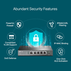 TP-LINK ER605 Gigabit VPN Router with 5x Gigabit LAN Ports and Up to 4x WAN Ports