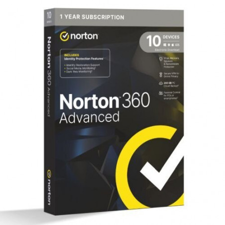 Norton 360 Advanced 10 Device 1-Year Subscription Antivirus Software