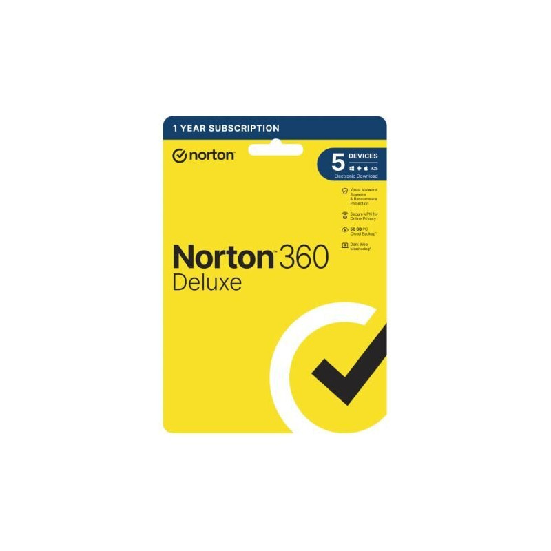Norton 360 Deluxe 5 Device 1 Year Subscription Antivirus Software