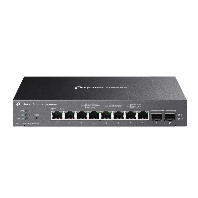 TP-LINK SG2210XMP-M2 8-Port 2.5GbE, 2-Port 10GbE SFP+ Smart PoE+ Switch