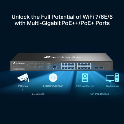 TP-LINK SG3218XP-M2 16-Port 2.5G/2-Port 10GE SFP+ PoE+ Managed Switch