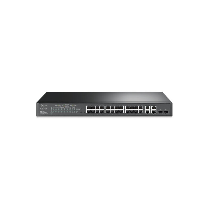TP-LINK TL-SL2428P 24-Port 10/100Mbps PoE+ Smart Switch with 4 Gigabit Ports and 2 SFP Slots