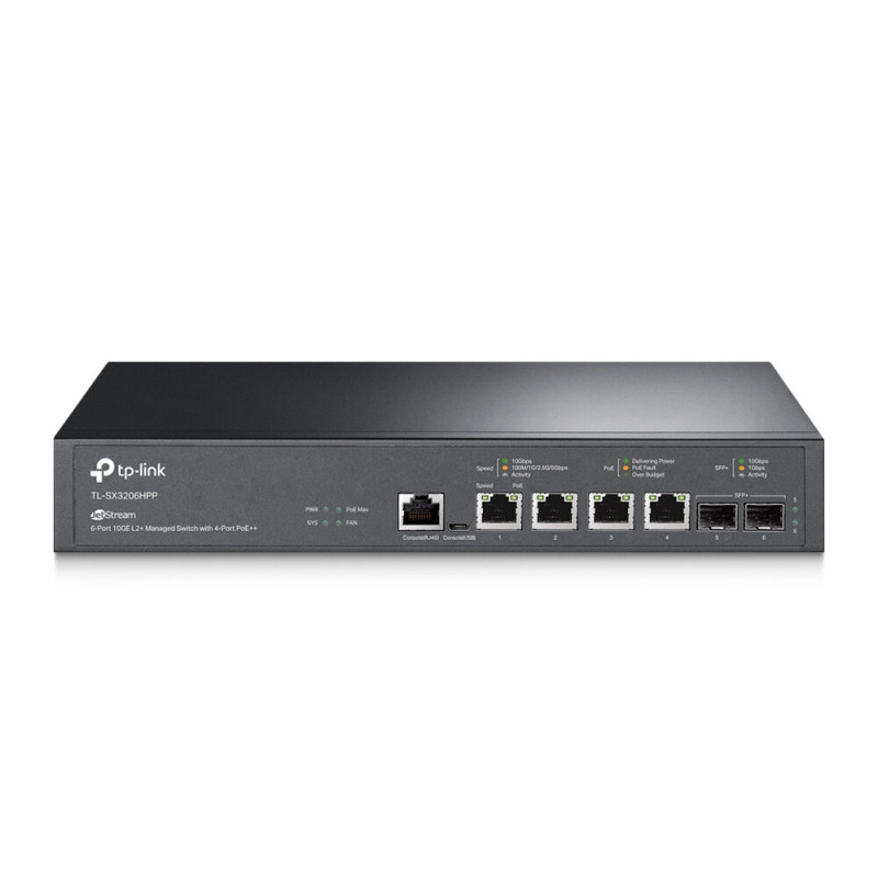 TP-LINK SX3206HPP 6-Port 10GE L2+ Managed Switch with 4-Port PoE++