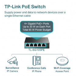 TP-LINK TL-SG105PE 5-Port Gigabit PoE+ Easy Smart Switch
