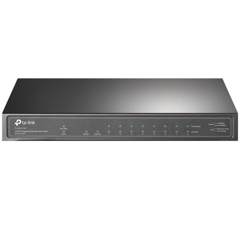 TP-LINK TL-SG1210P 10-Port Gigabit Desktop Switch with 8-Port PoE+ (63W)