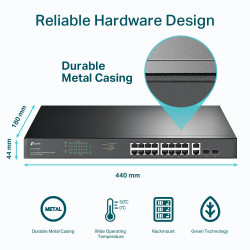 TP-LINK TL-SG1218MP 18-Port Gigabit Unmanaged PoE+ Switch