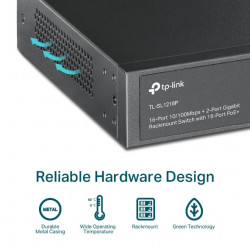 TP-LINK TL-SL1218P 16-Port 10/100Mbps + 2-Port Gigabit PoE+ Rackmount Switch