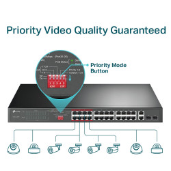 TP-LINK TL-SL1226P 24-Port 10/100Mbps + 2-Port Gigabit PoE+ Switch