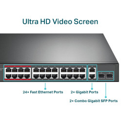 TP-LINK TL-SL1226P 24-Port 10/100Mbps + 2-Port Gigabit PoE+ Switch