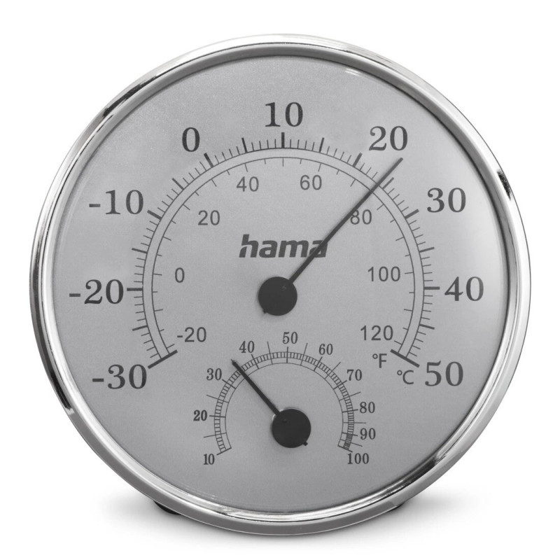 HAMA 00222236 Analogue Thermo-Hygrometer Stainless Steel Silver/Grey
