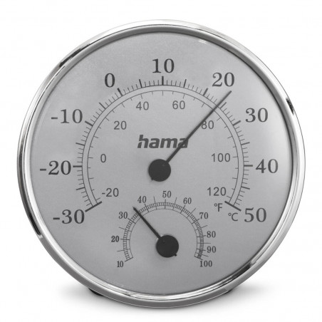 HAMA 00222236 Analogue Thermo-Hygrometer Stainless Steel Silver/Grey
