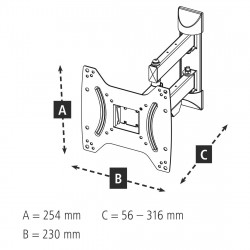 HAMA 00118101 Full Motion TV Wall Bracket, Up to 48", 20kg, Tilt & Swivel