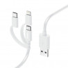 HAMA 00201535 3-in-1 USB-A to USB-C/Micro-USB/Lightning Charging Cable, 1m, White