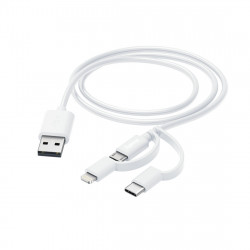 HAMA 00201535 3-in-1 USB-A to USB-C/Micro-USB/Lightning Charging Cable, 1m, White