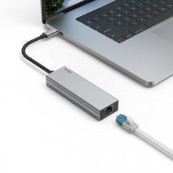 HAMA 00200108 3-Port USB-C Hub with Gigabit Ethernet