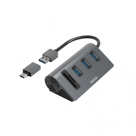 HAMA 00200140 3x USB-A, SD, microSD Card Reader & USB Hub