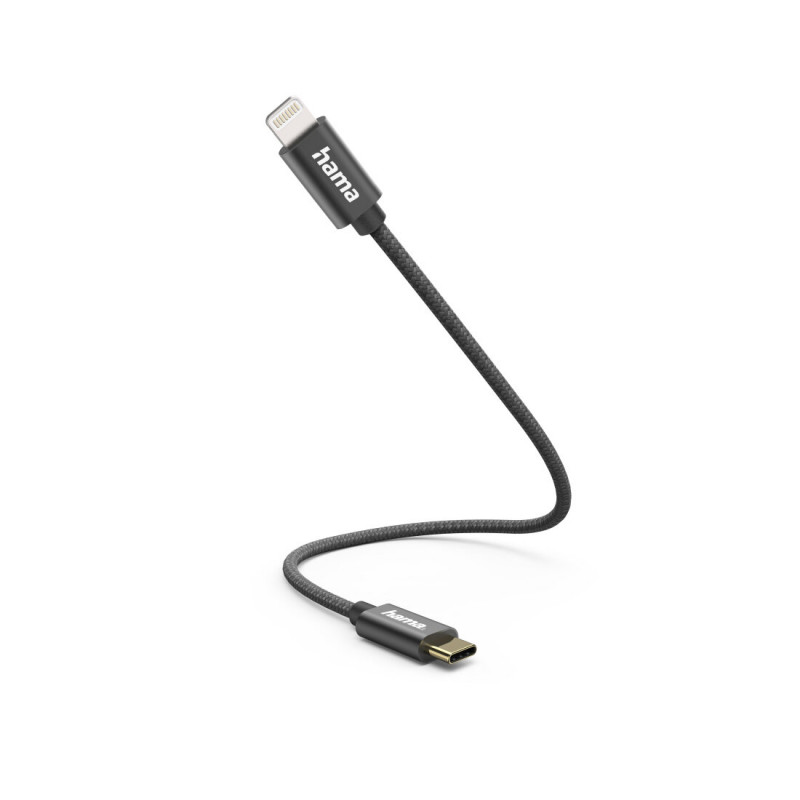 HAMA 00201601 USB-C to Lightning Cable, 20cm, Black