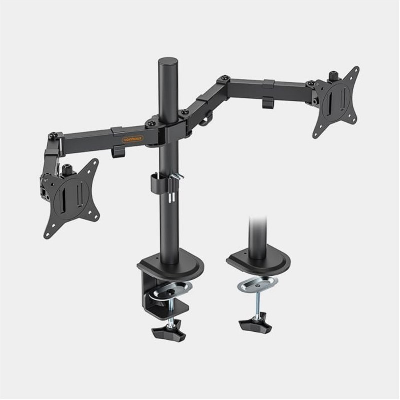 VONHAUS 3005116 Dual Monitor Stand for 13-32 Inch Screens with Height Adjustment, Tilt, Rotation & Swivel