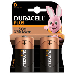 DURACELL MN1300B2PP Plus Power Alkaline D Batteries (2 Pack)