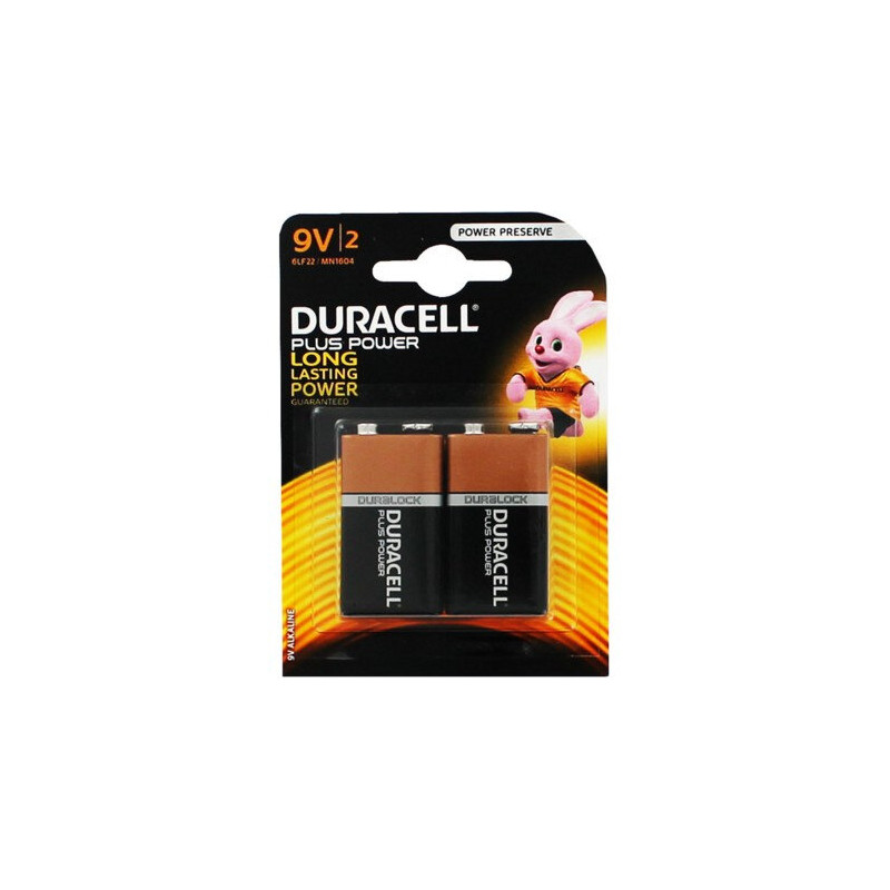 Duracell MN1604B2PP 9V Alkaline Battery 2 Pack