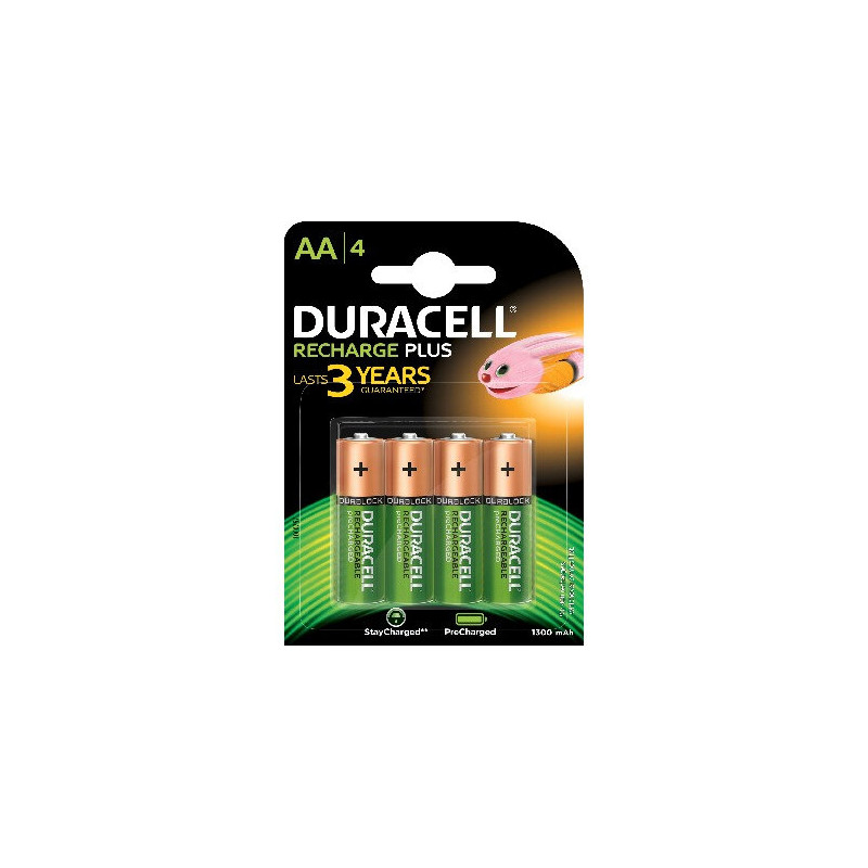 DURACELL DURHR6B4-1300SC 1300mAh 4-Pack AA Rechargeable Batteries