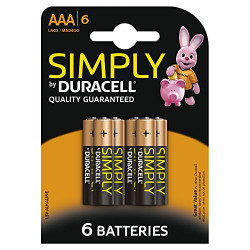 DURACELL Simply Alkaline 6 Pack AAA Batteries