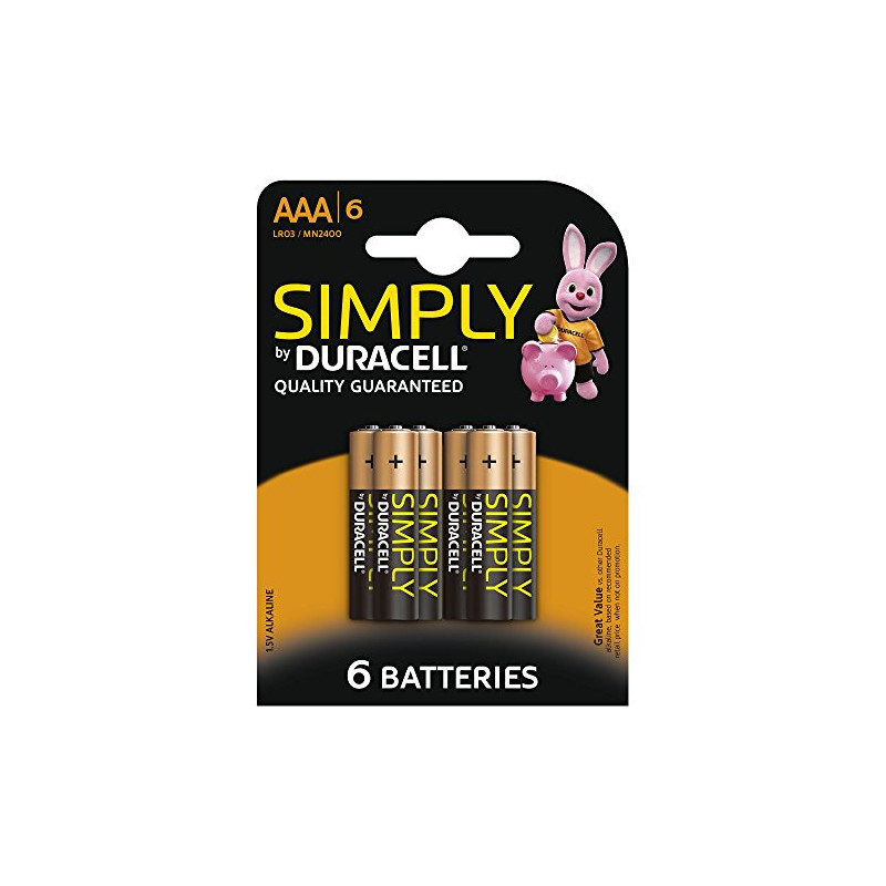 DURACELL Simply Alkaline 6 Pack AAA Batteries
