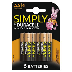 Duracell Simply Alkaline AA Batteries 6 Pack