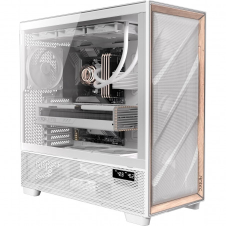 ANTEC Flux PRO Full Tower PC Case with Tempered Glass, White/Wood