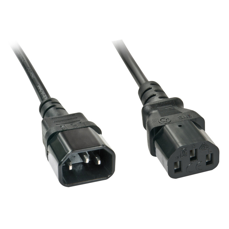 LINDY 30331 2m IEC C13 to IEC C14 Mains Extension Cable