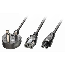 LINDY 30374 2.5m UK 3-Pin to IEC C13 & C5 10A Mains Splitter Cable