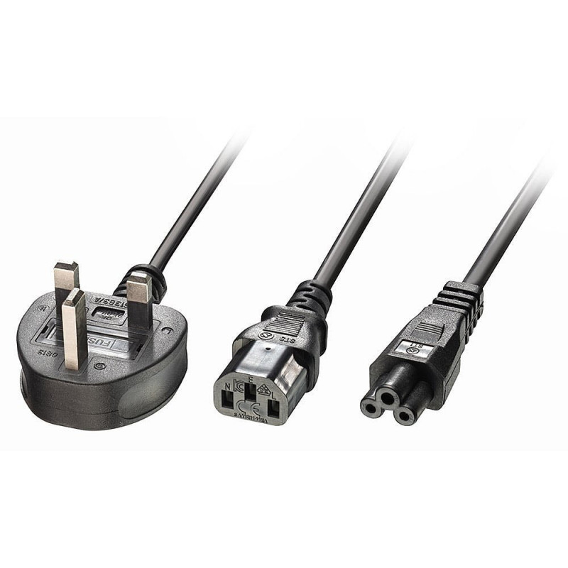LINDY 30374 2.5m UK 3-Pin to IEC C13 & C5 10A Mains Splitter Cable