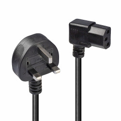 LINDY 30446 1m UK 3-Pin to Right-Angle IEC C13 Mains Extension Cable