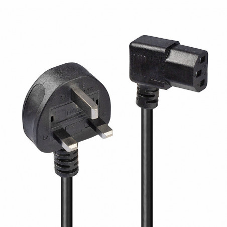 LINDY 30446 1m UK 3-Pin to Right-Angle IEC C13 Mains Extension Cable
