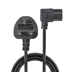 LINDY 30446 1m UK 3-Pin to Right-Angle IEC C13 Mains Extension Cable