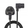 LINDY 30446 1m UK 3-Pin to Right-Angle IEC C13 Mains Extension Cable