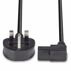 LINDY 30446 1m UK 3-Pin to Right-Angle IEC C13 Mains Extension Cable