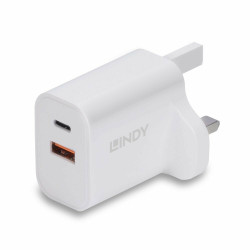 LINDY 73425 30W USB-A & USB-C Charger with Power Delivery 3.0 & PPS