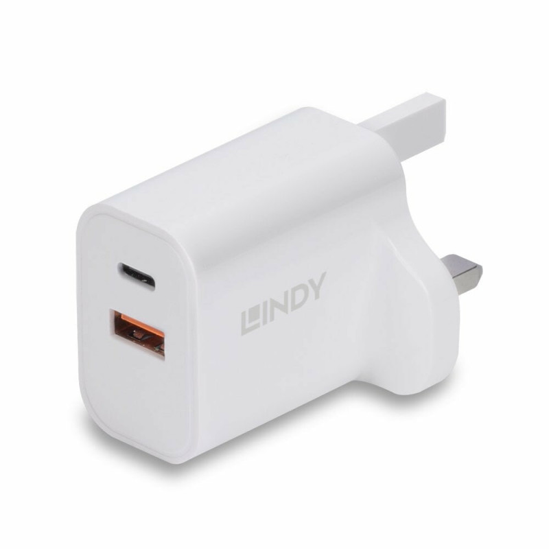 LINDY 73425 30W USB-A & USB-C Charger with Power Delivery 3.0 & PPS