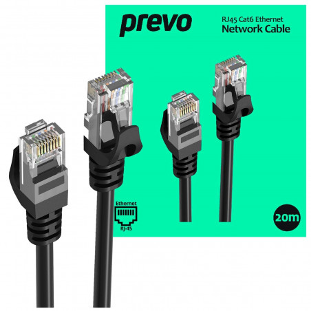 PREVO CAT6-BLK-20M 20m Black Network Cable