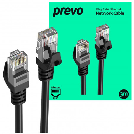 PREVO CAT6-BLK-3M 3m Black Cat6 Patch Cable