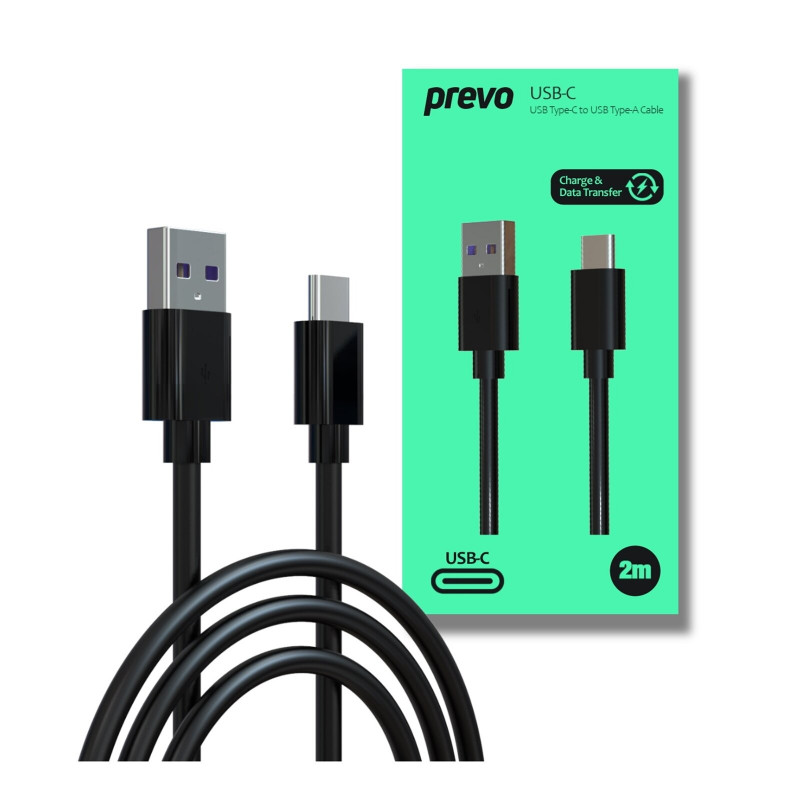 PREVO USBA-USBC-2M USB 2.0 A to C Cable, 2m