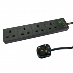 Serv RB-02M04SPDBLK 2m 4 Gang Surge Protected LED Indicator Mains Extension