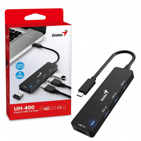 GENIUS 31240002400 4-Port USB-C Hub with 4x USB 3.0 Ports