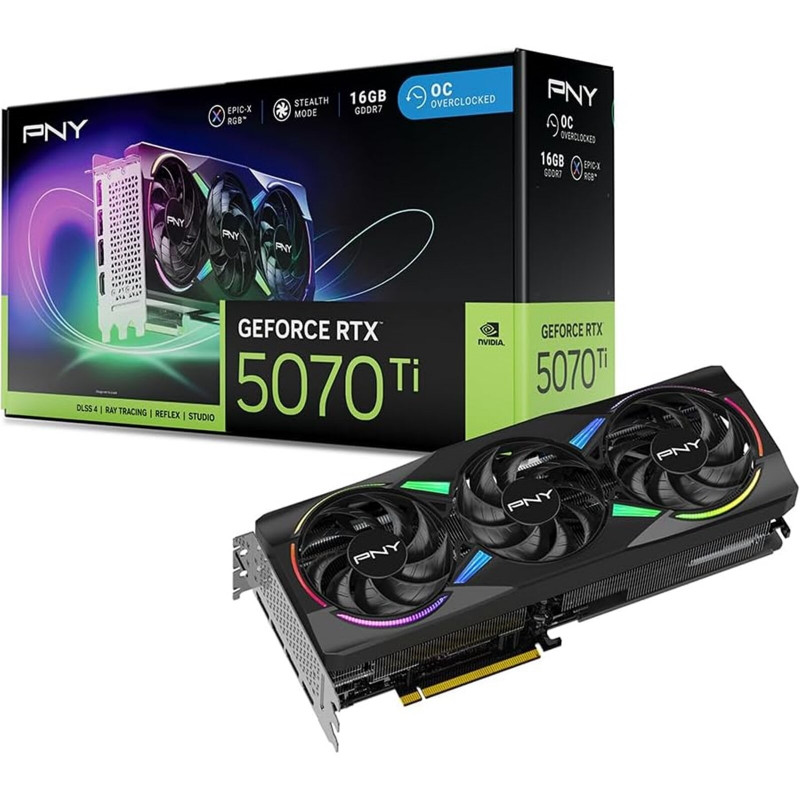 PNY GeForce RTX 5070 Ti 16GB Epic-X RGB OC Graphics Card
