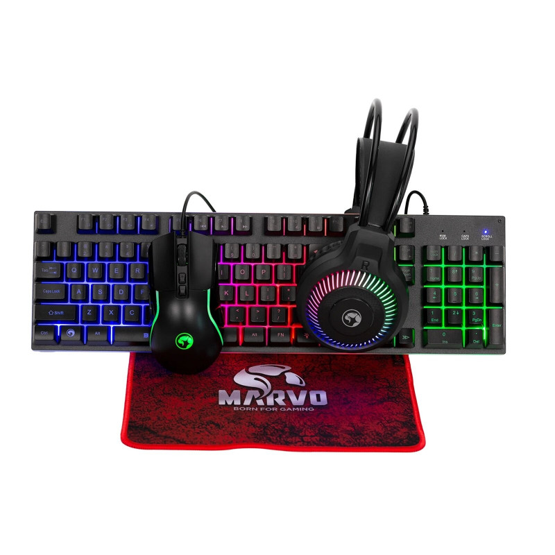 MARVO CM416 4-in-1 RGB Gaming Keyboard, Mouse, Headset and Mat Bundle