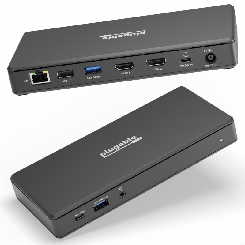 PLUGABLE UD-MSTH2 Dual HDMI 4K 65W USB-C Docking Station